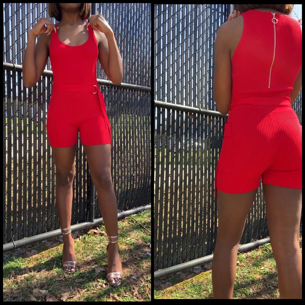 Red stretchy romper